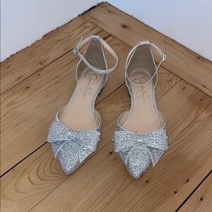 Jessica Simpson Silver Bow Flats